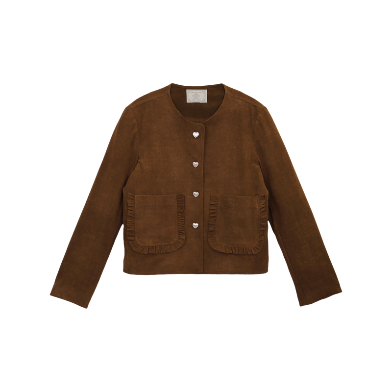 FRILL POCKET SUEDE JACKET (2 COLORS)