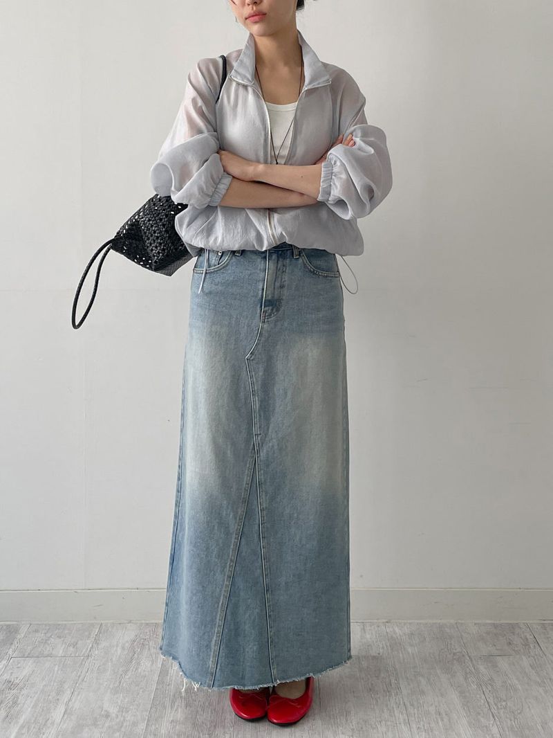 Organza Raglan See-through Blouson Jumper