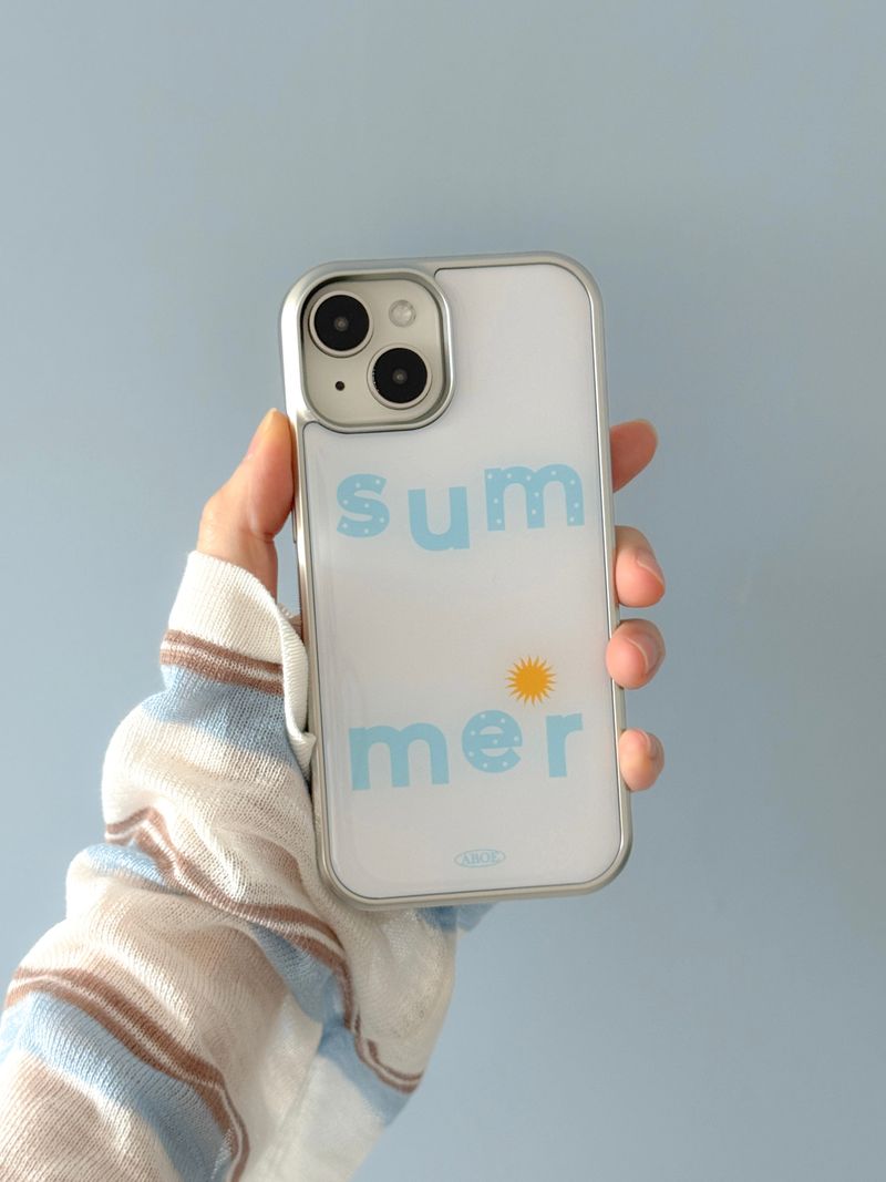 SUMMER WHITE BLUE Silver Epoxy Case