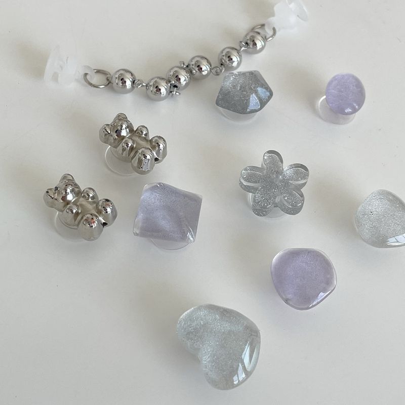 [made]purple&silver resin shoes charm set 