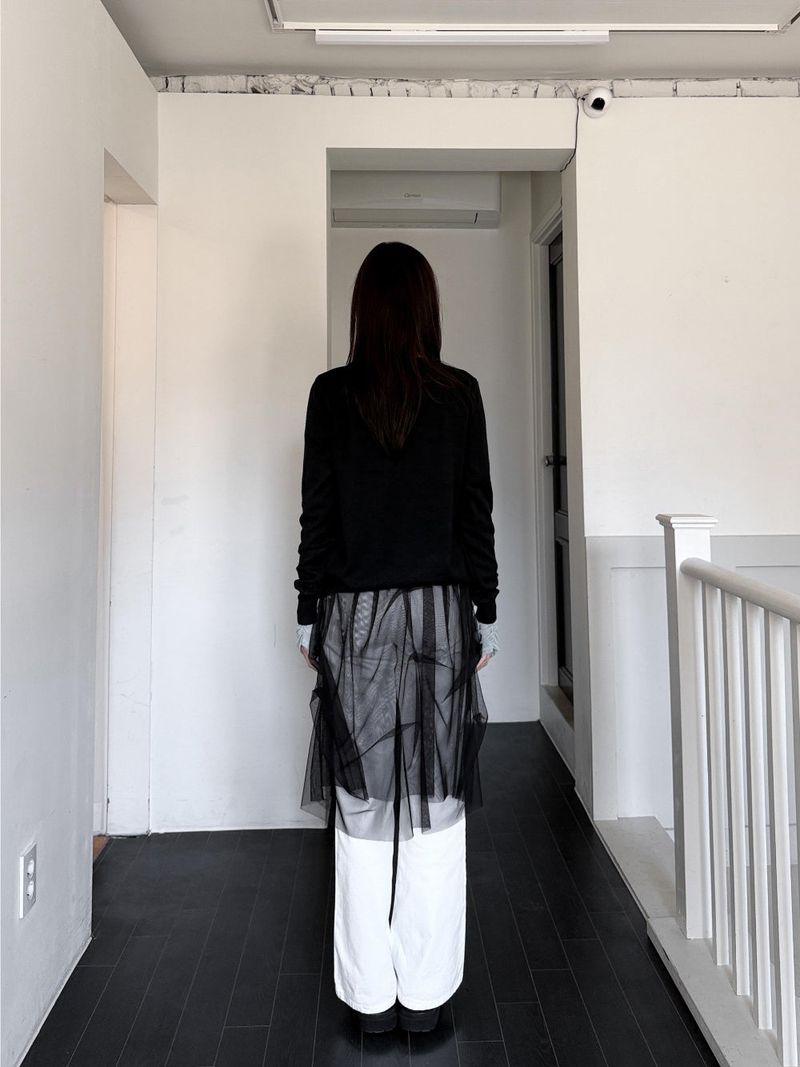  TUCK TULLE MESH SKIRT
