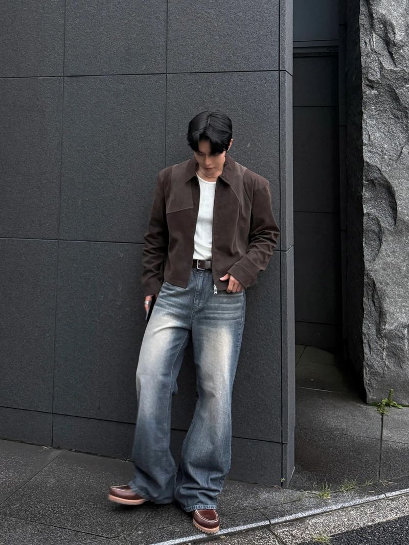 Luen Contrasted leather jacket