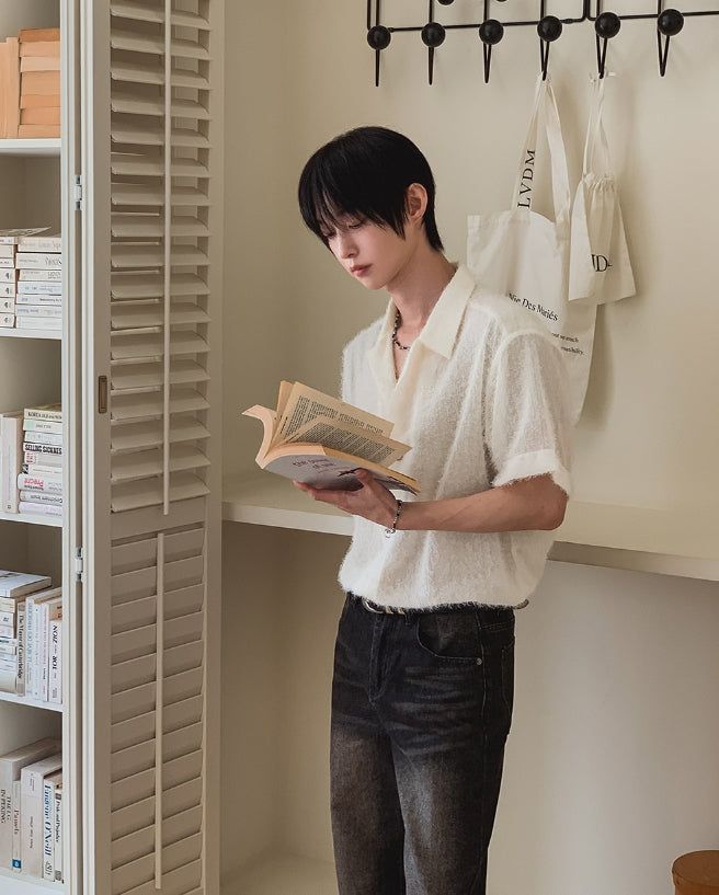 Robin Hairy Collared Short Sleeve Cardigan