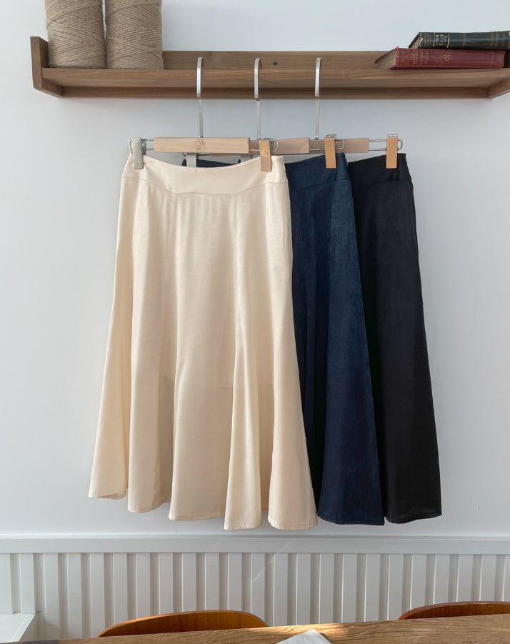 Jemu Satin Flare Midi Skirt