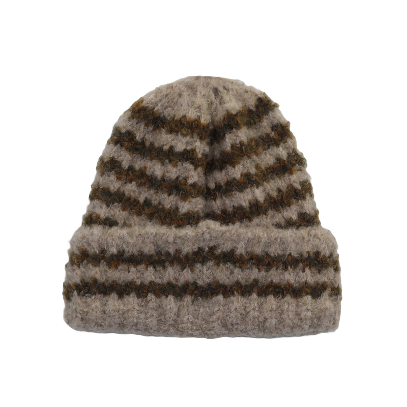 FLUFFY STRIPE BEANIE (2 COLORS)