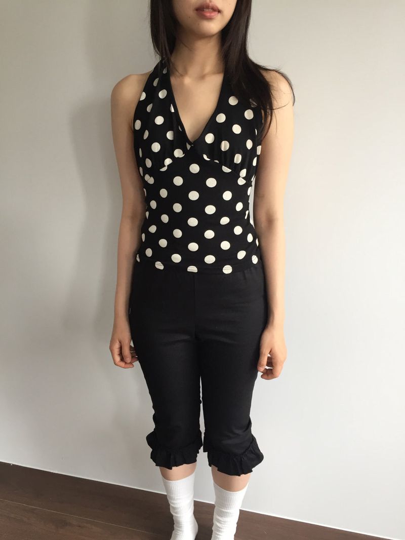 Frilled hem capri pants (1color)