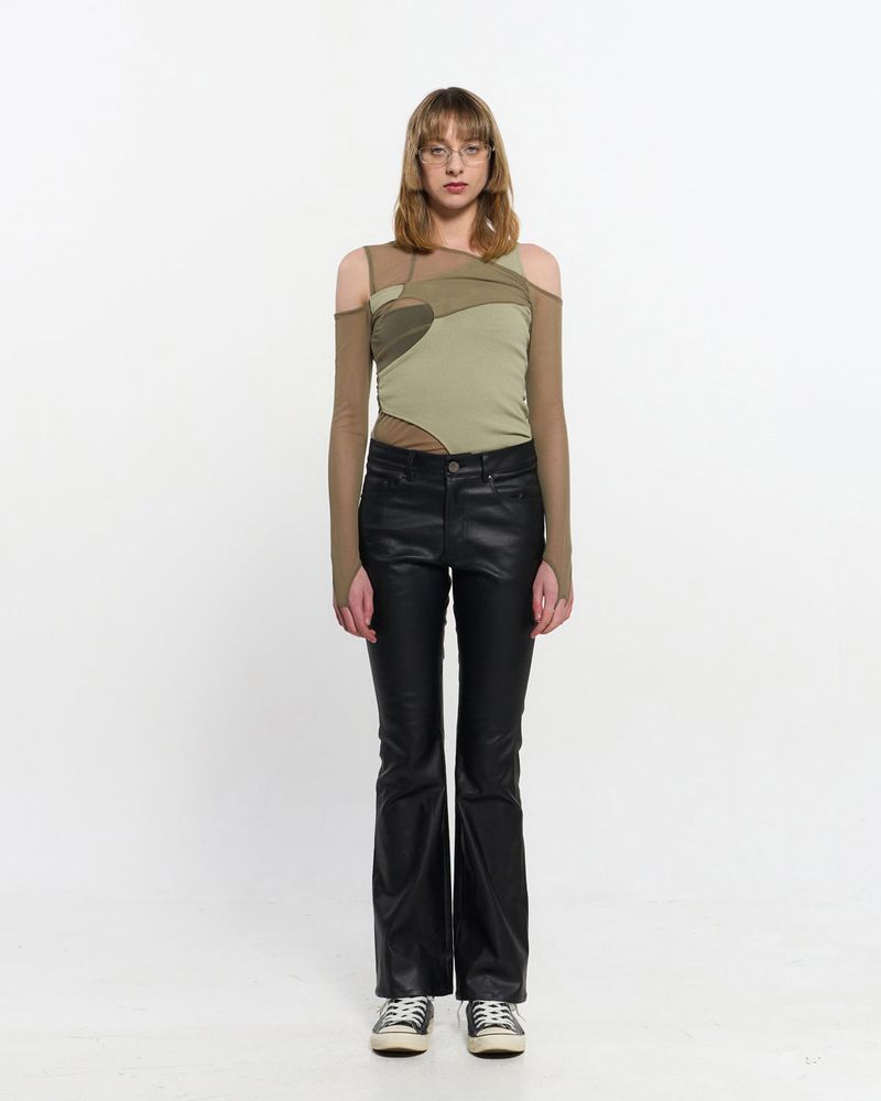 In&Out Knitted Top _  OLIVE GREEN