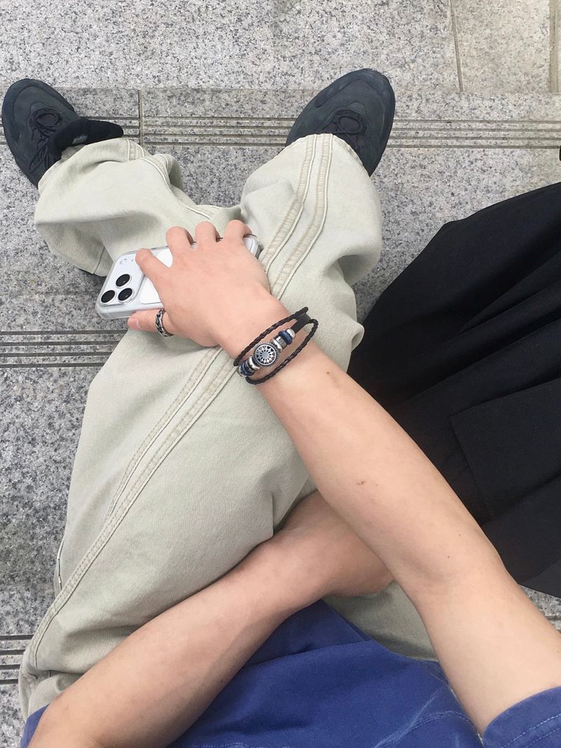 Bohemian leather layered bracelet