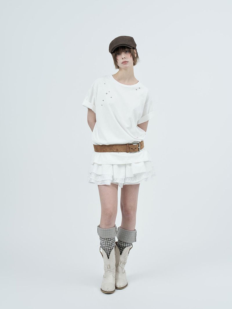 leo lace can-can skirt / white