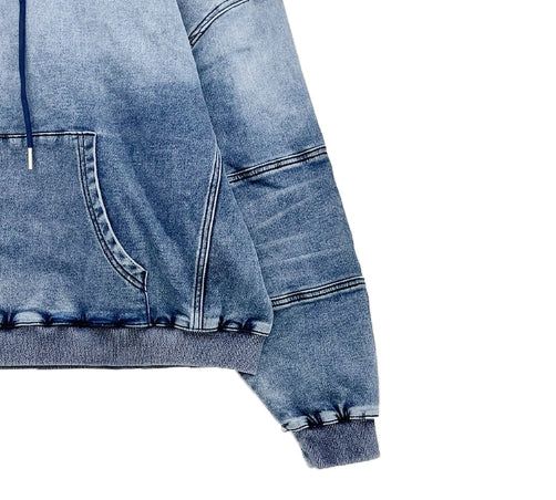 Gradation washing denim hoodie