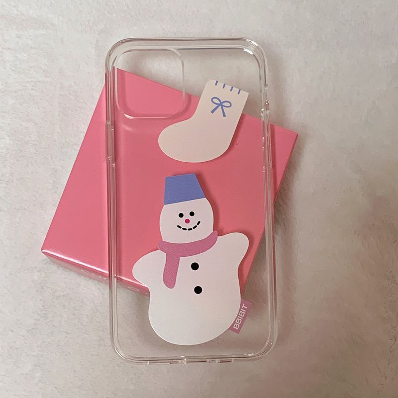 snowman pungpung hard phone case(glossy hot pink)