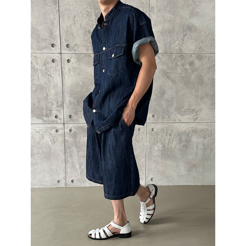 [SET UP] String denim bermuda pants (2color)