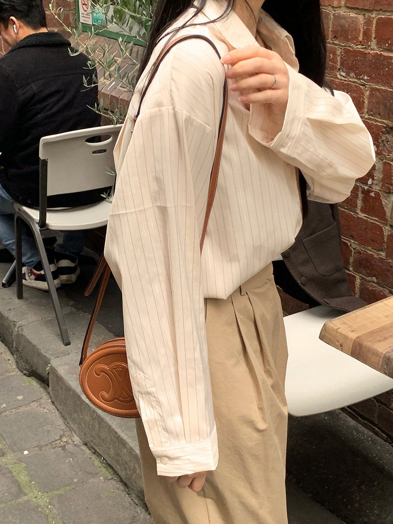 Dimple Stripe Silky Shirt