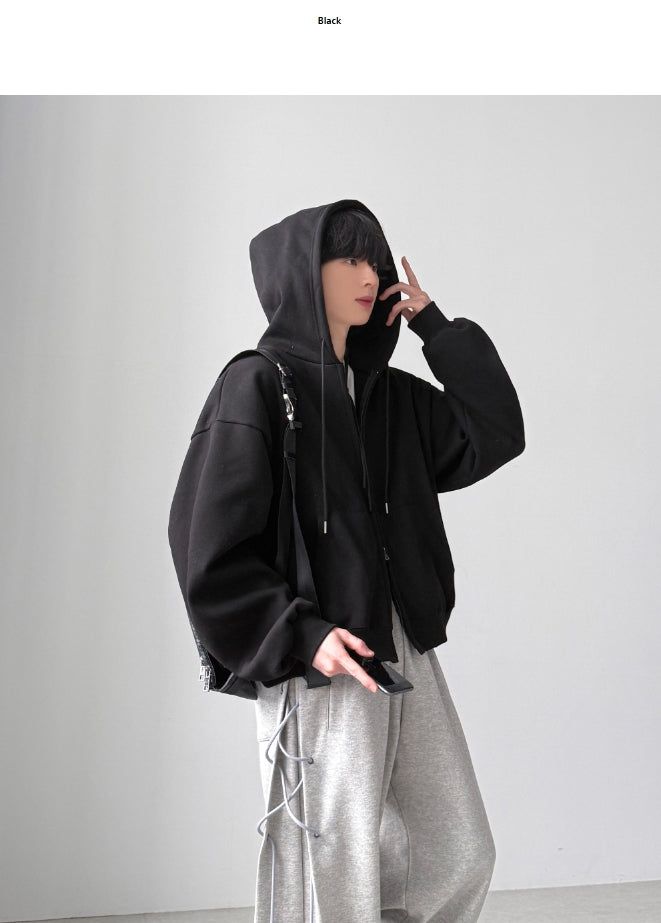 Bound Crop Hood Zip-Up