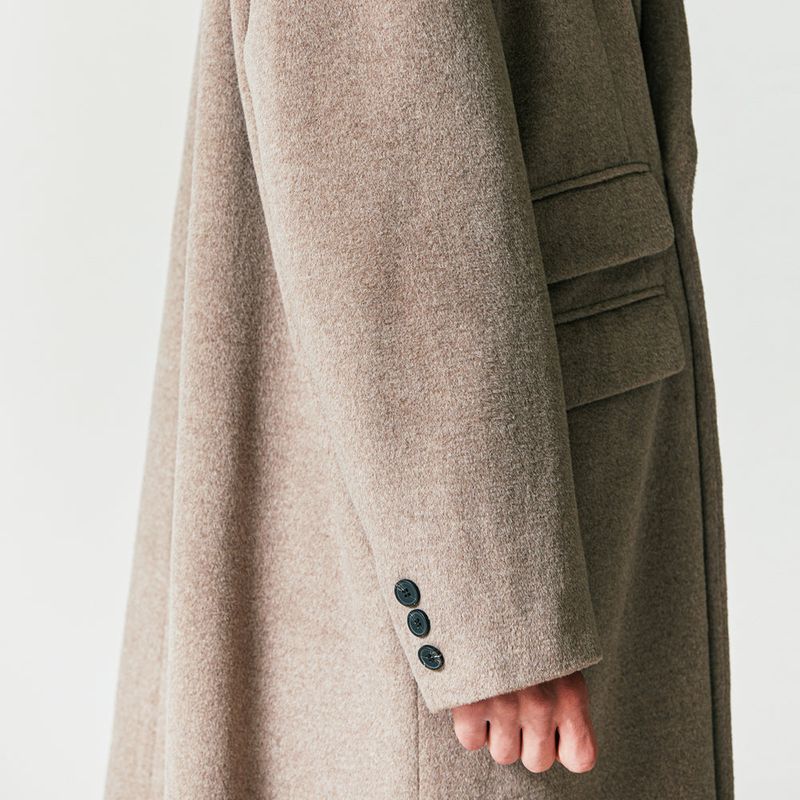 wool blended maximal double coat beige
