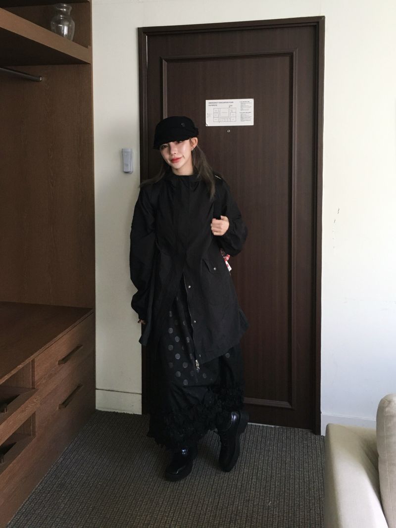 Round Dot Frill Long Skirt (2c)