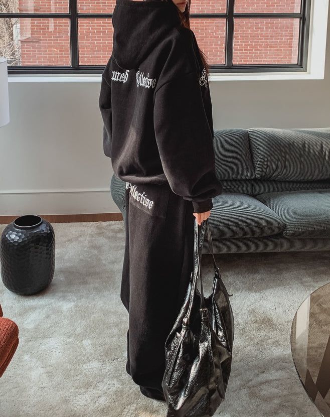 Arc Lettering Embroidered Brushed Over Sweatpants