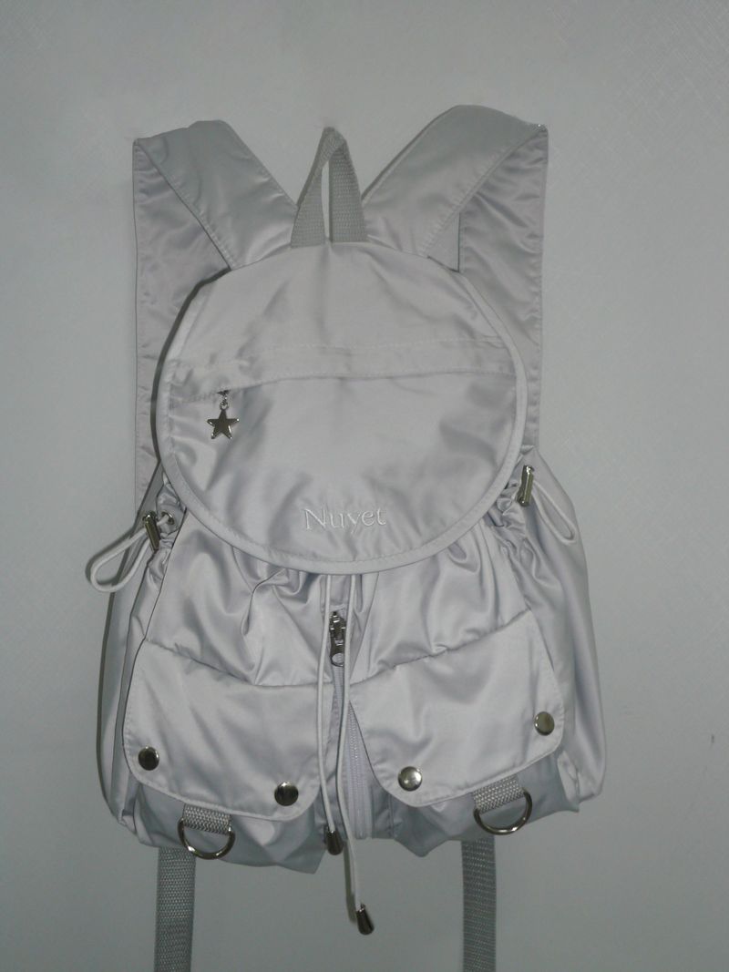 Gray round pocket backpack