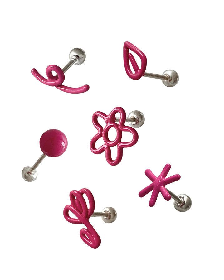Rainbow doodle piercing (Hot pink)