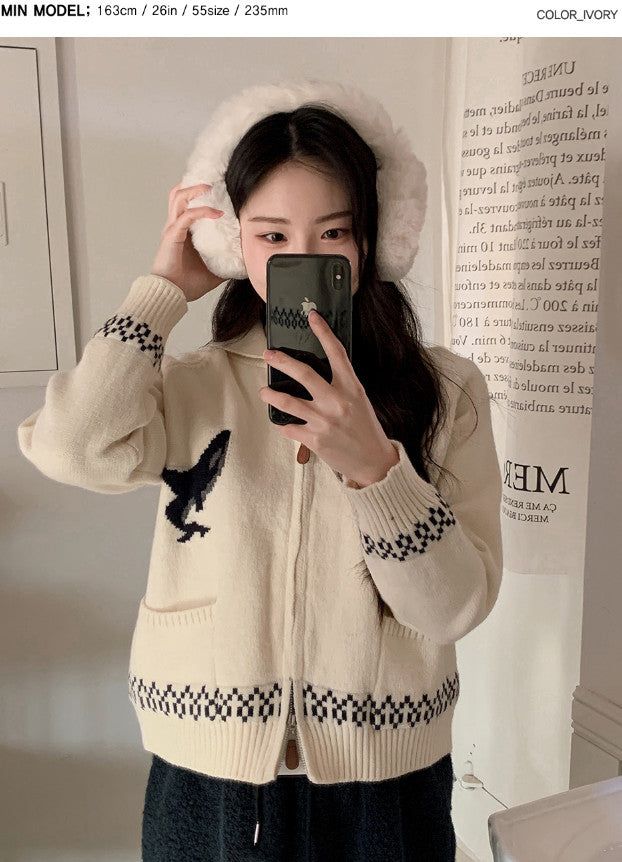 #Orca Collar Knit Zip-up (3color)