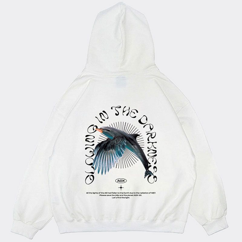 Glowing Birphin (Bird + Dolphin) Hoodie (White)