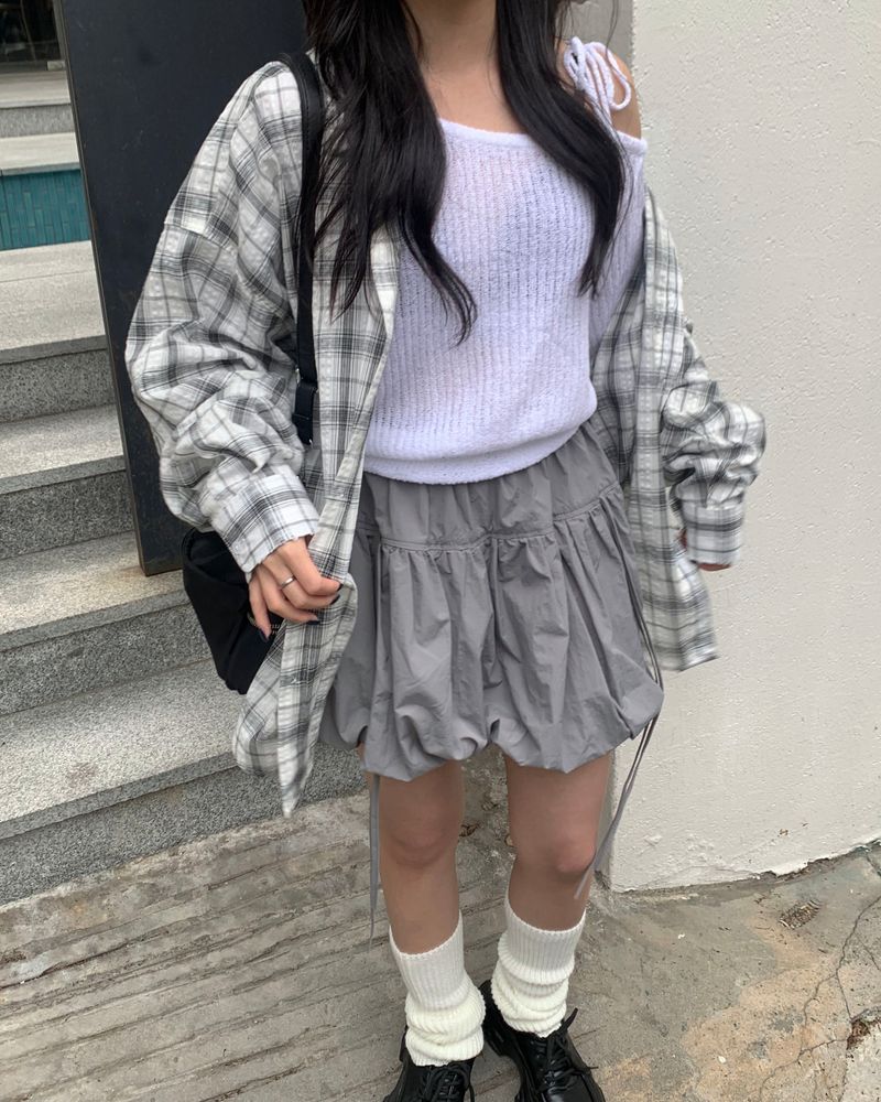 (Unisex) Destroyed check shirts