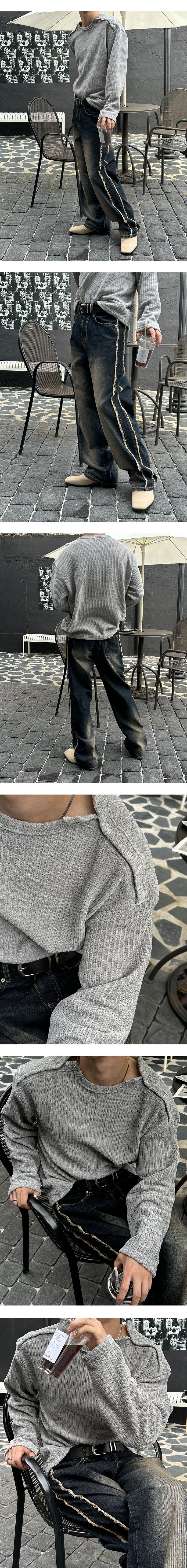  [Unisex] Double shoulder button knit(4color)