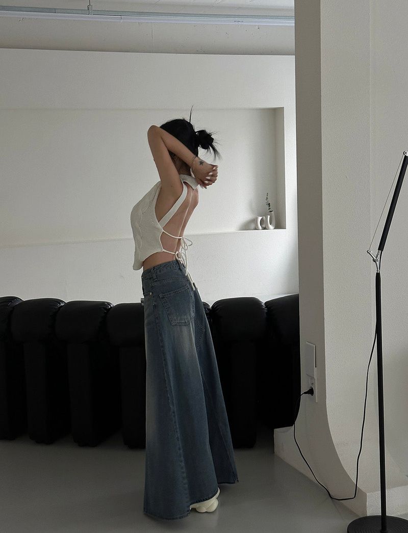 Denim Maxi Long Skirt