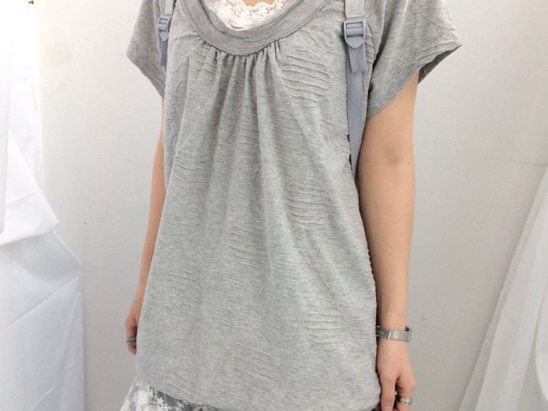 embossed shirring strap t