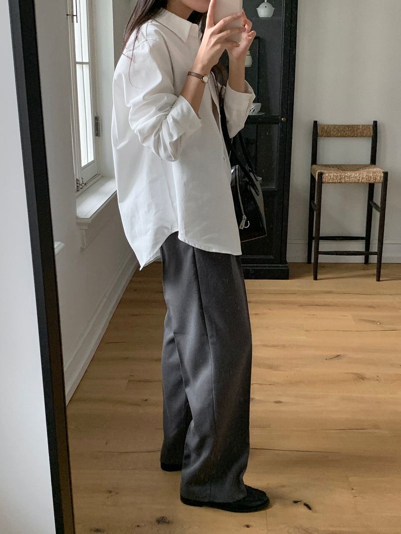 luch wool pintuck wide slacks