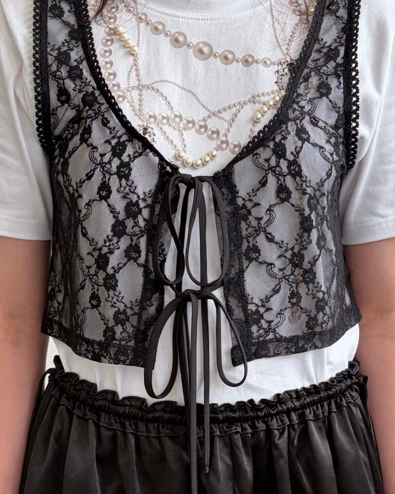 Sheer Lace Cropped Vest