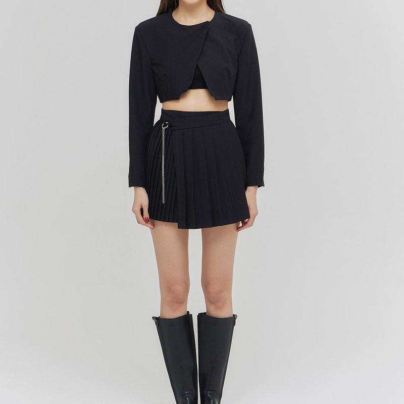 CUTTING CROSS CROP JACKET BLACK