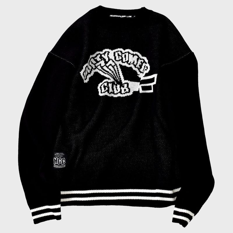freakishbuilding(フリーキッシュビルディング)の「SMILING EYES KNIT SWEATER (BLACK)(Tops)」