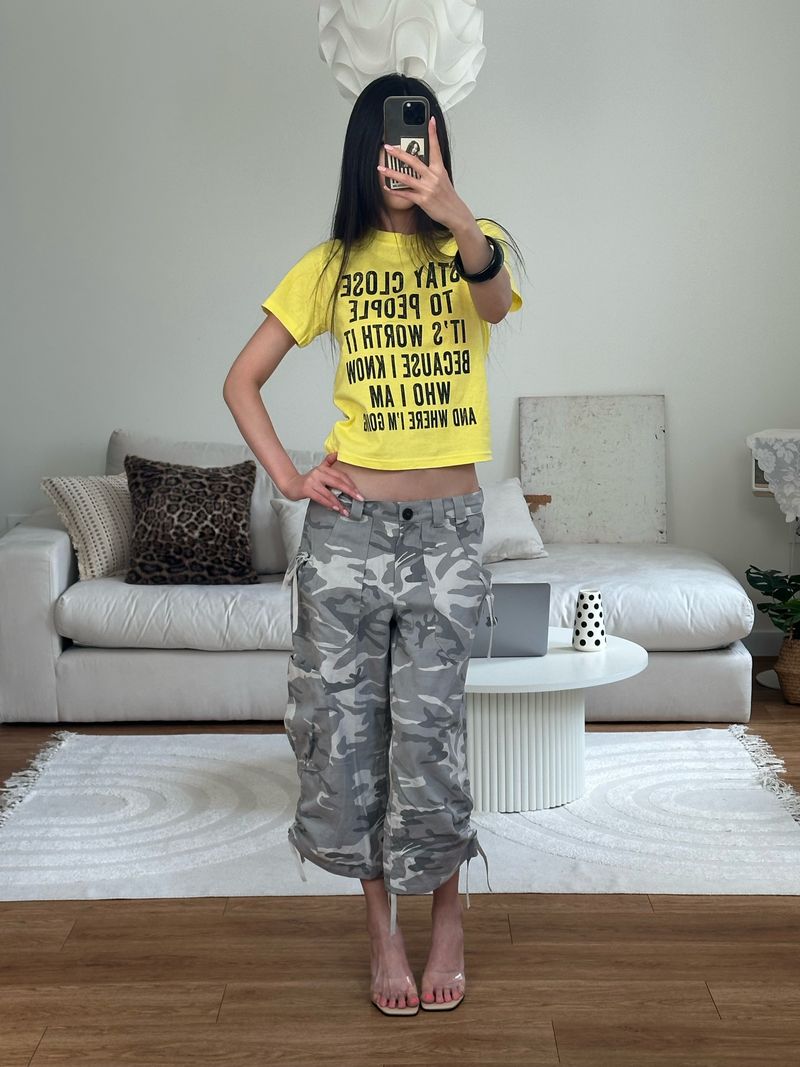 ribbon camo capri pants