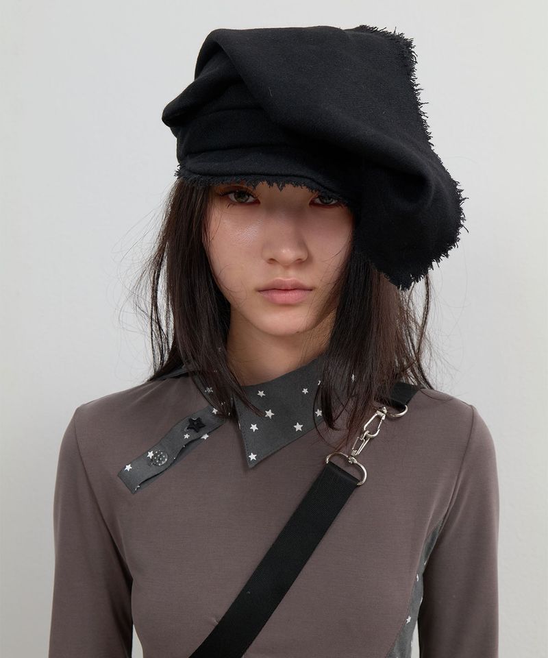 ojos（オホス）の「Scarf Veil Wool Cap / Black（Hats）」
