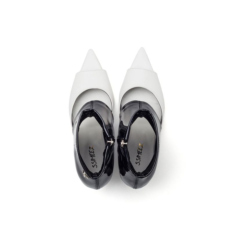 Two-tone Patent Open Toe Heel(Black)