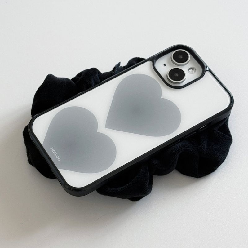 heart glossy glass bumper case (grey)