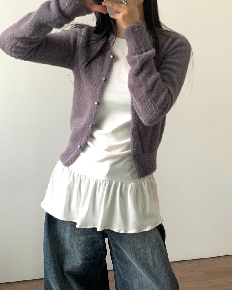 Ore Angora Fur Crop Cardigan 2C