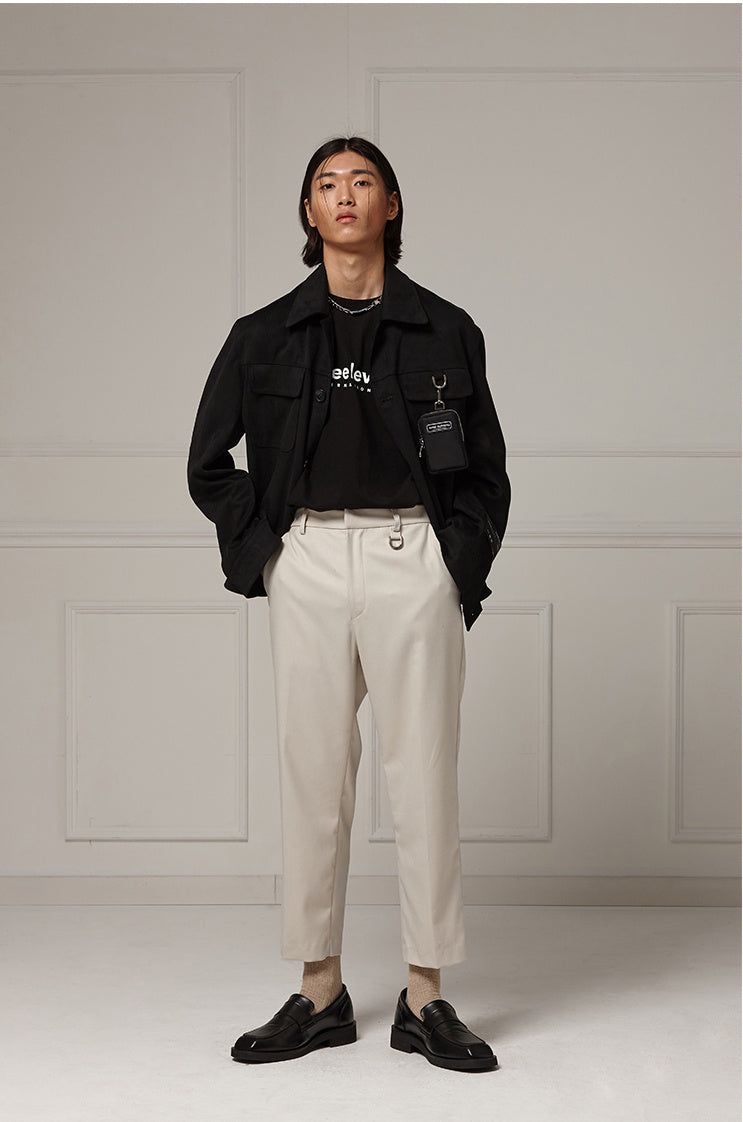 Suede wide pocket jacket