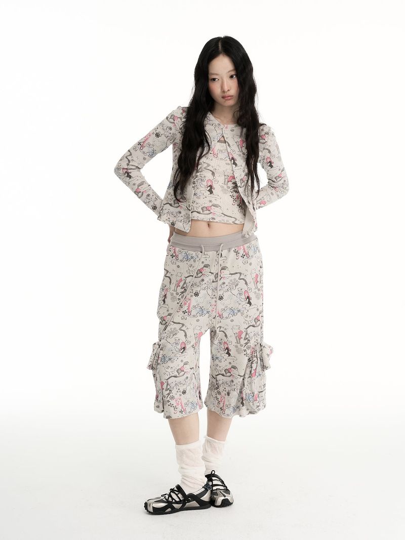 CONFUN Original Girls' Printed Long-Sleeved Cardigan T-Shirt