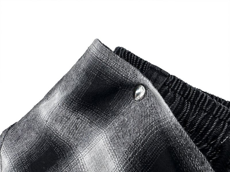 Check Skirt Layered Denim