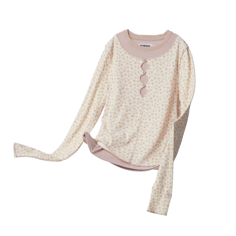 BOHEMIAN LAYERED SLIM LONG SLEEVE [SALMON]