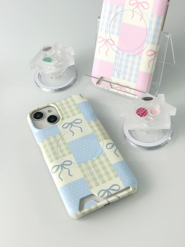 Ribbon Pattern Magsafe Card Hard Case(Blue)