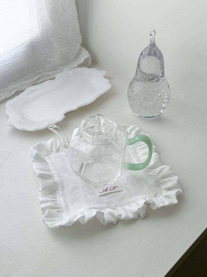 Initial Label Frill Matte Coaster Cotton Cover