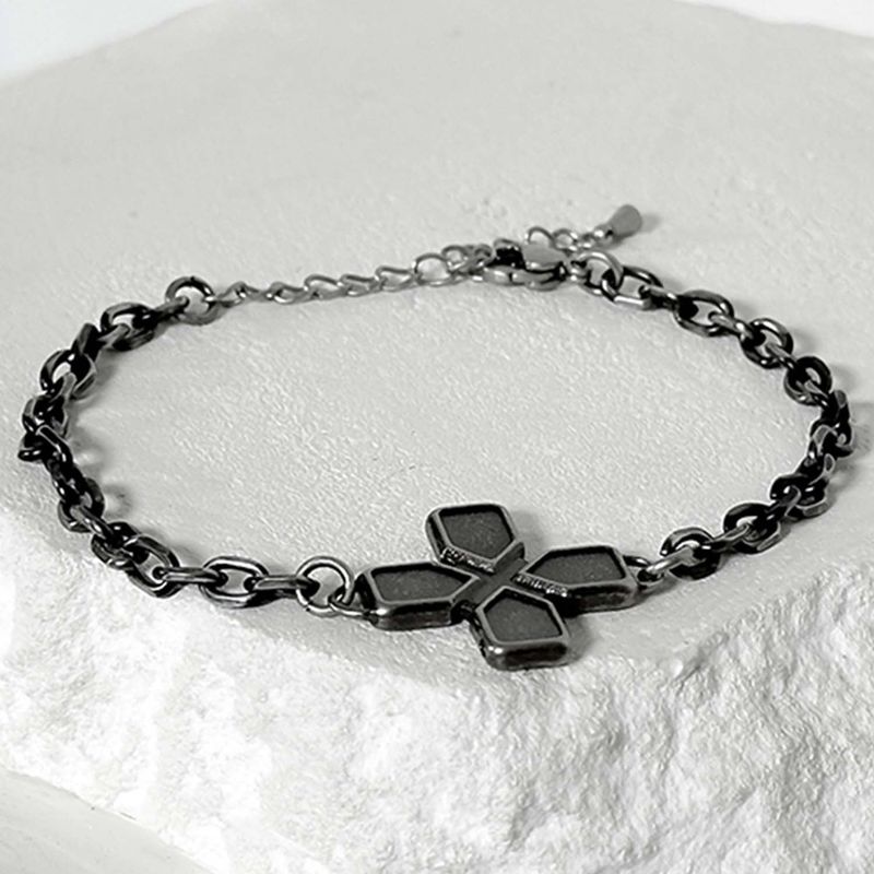 ss-Riversivle symbol cross bracelet_black