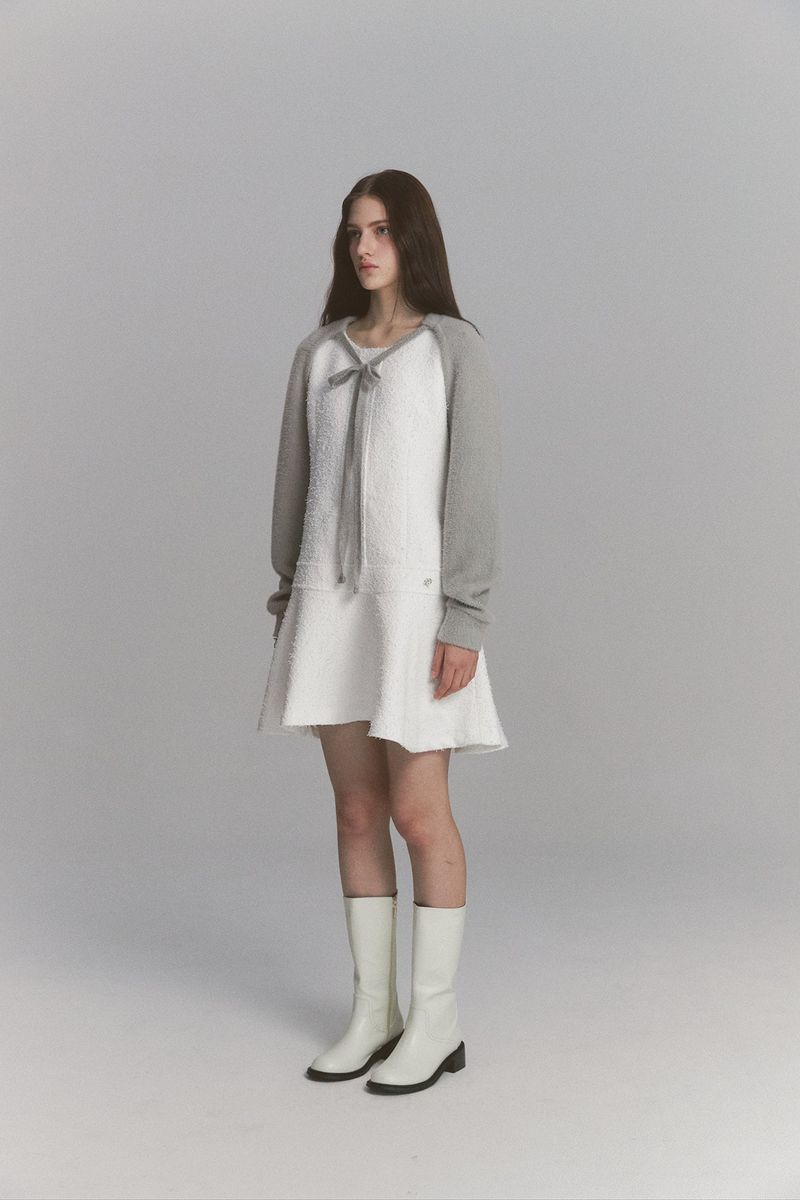 Fur Ribbon Bolero Gray