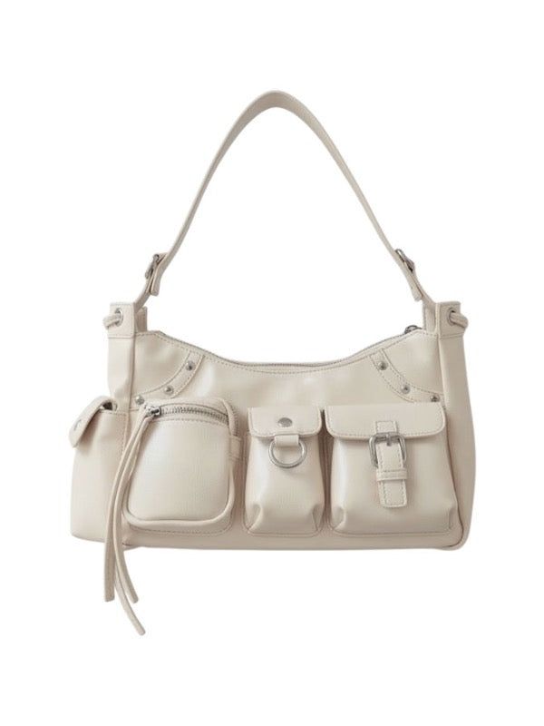 THREE TIME POCKET SHOULDER BAG (IVORY)