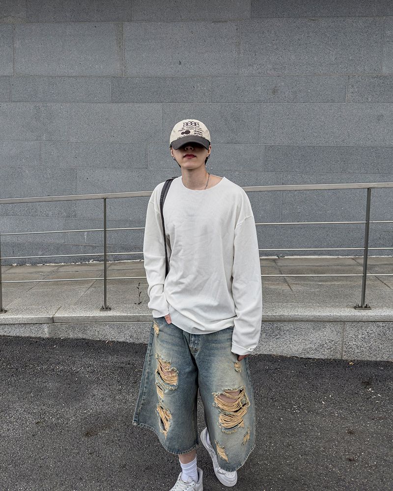 シアーローエッジワッフルロングスリーブ