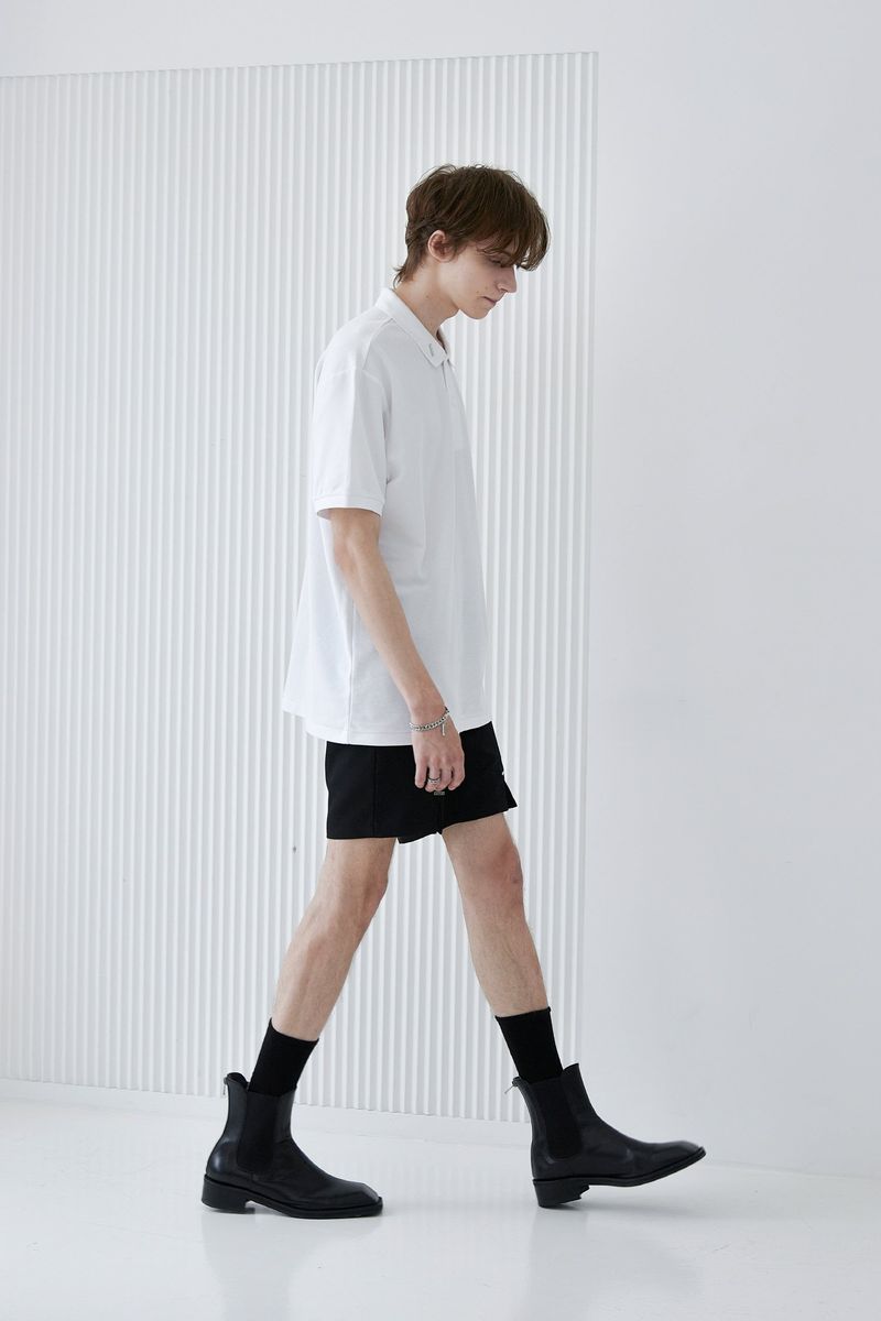 COLLAR IRON TIP PIQUE T-SHIRT WHITE