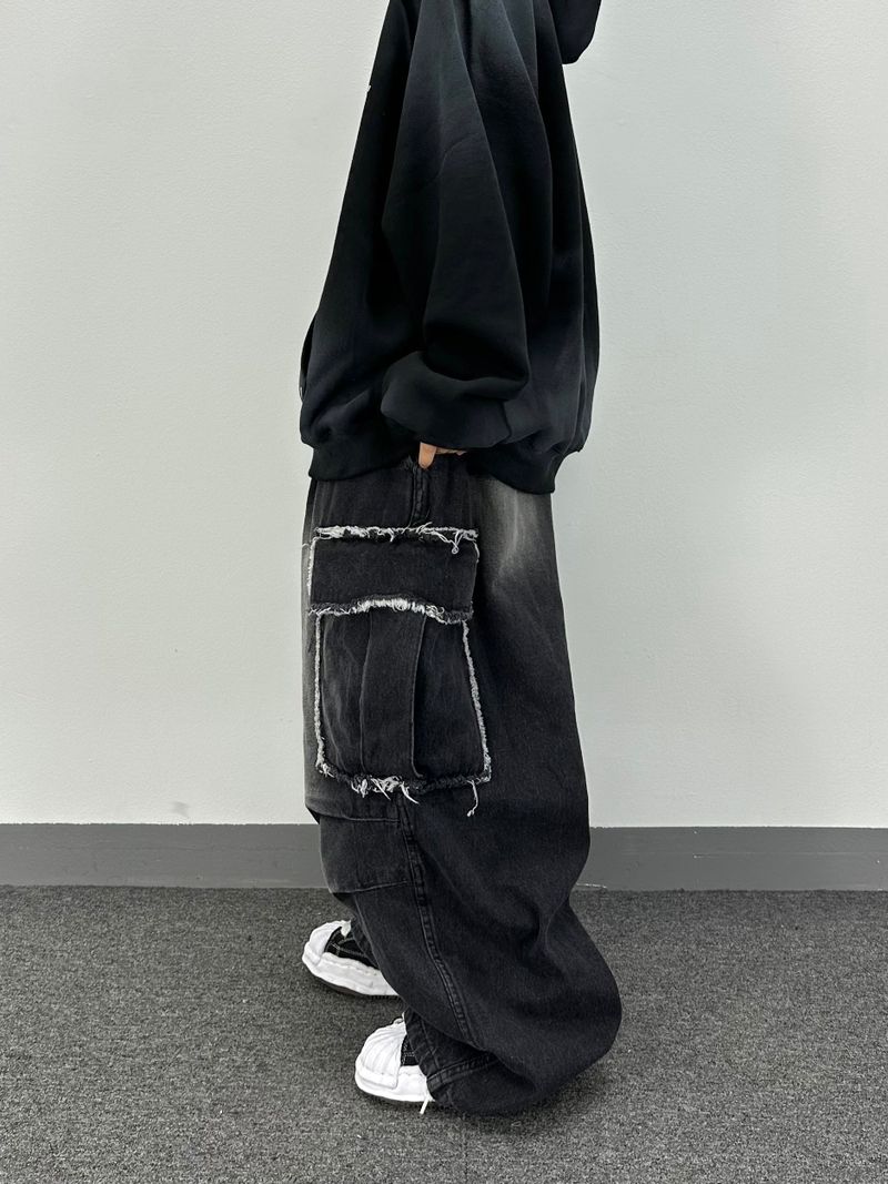 cut-off big pocket denim balloon pt